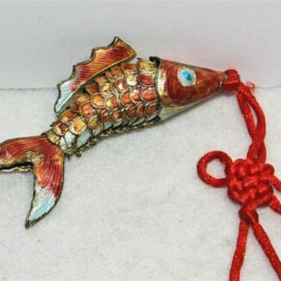 estate find Jewelry - Vintage Cloisonne Koi Fish - Large